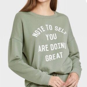 Zoe & Liv Women's Note to Self Graphic Soft Cozy Athleisure Long Sleeves Top